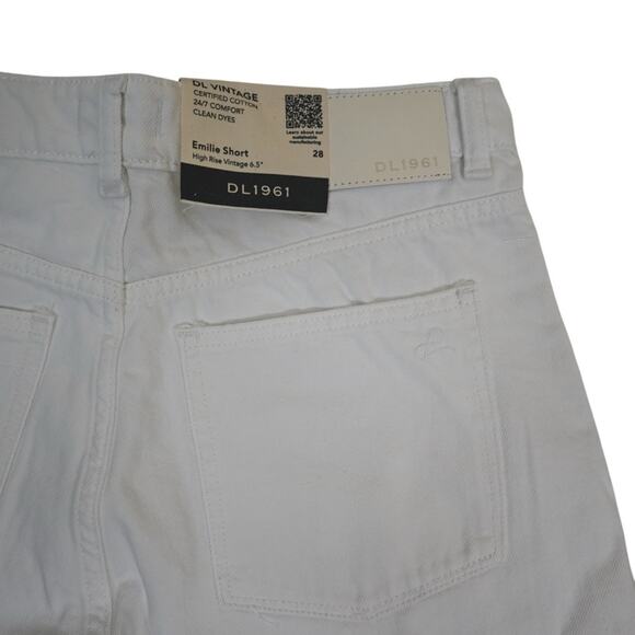 DL1961 Womens 28 Emilie Ripped High Waist Fray Hem Denim Shorts in White NEW - Picture 5 of 12